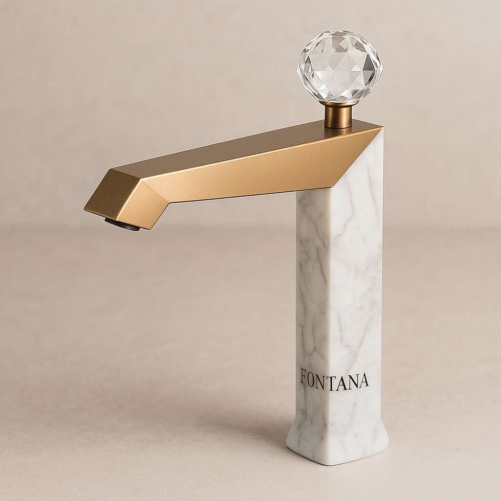 Sensor faucet in solid brass with chrome-style finish
